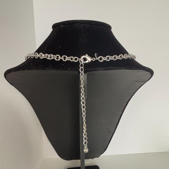 Chicos Long Necklace Multi-Bead Faux Gemstone Silver Chain Contemporary 40" Blue - Picture 7 of 8